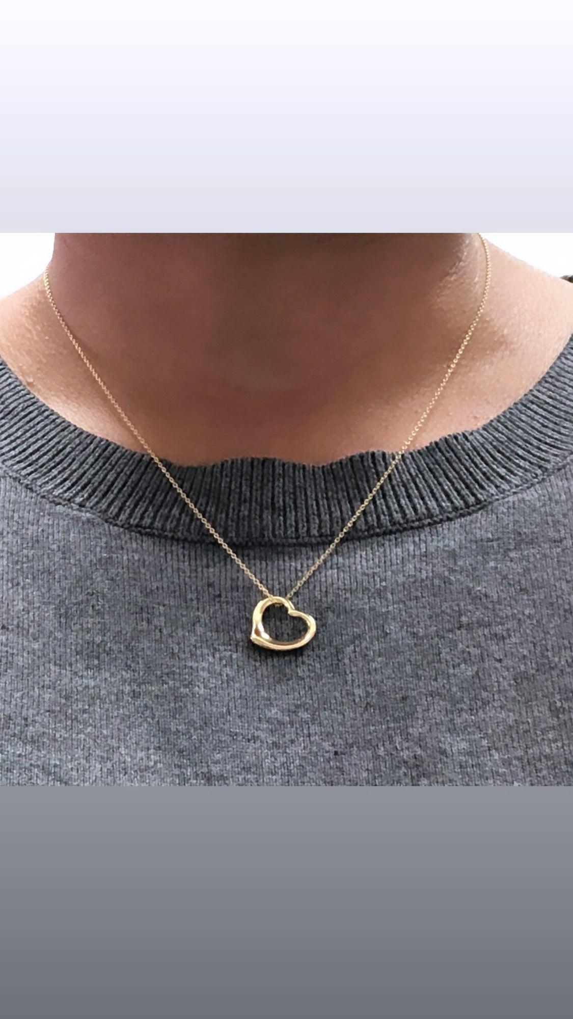 Contemporary Tiffany & Co. Elsa Peretti 18K Yellow Gold Open Heart Pendant Necklace