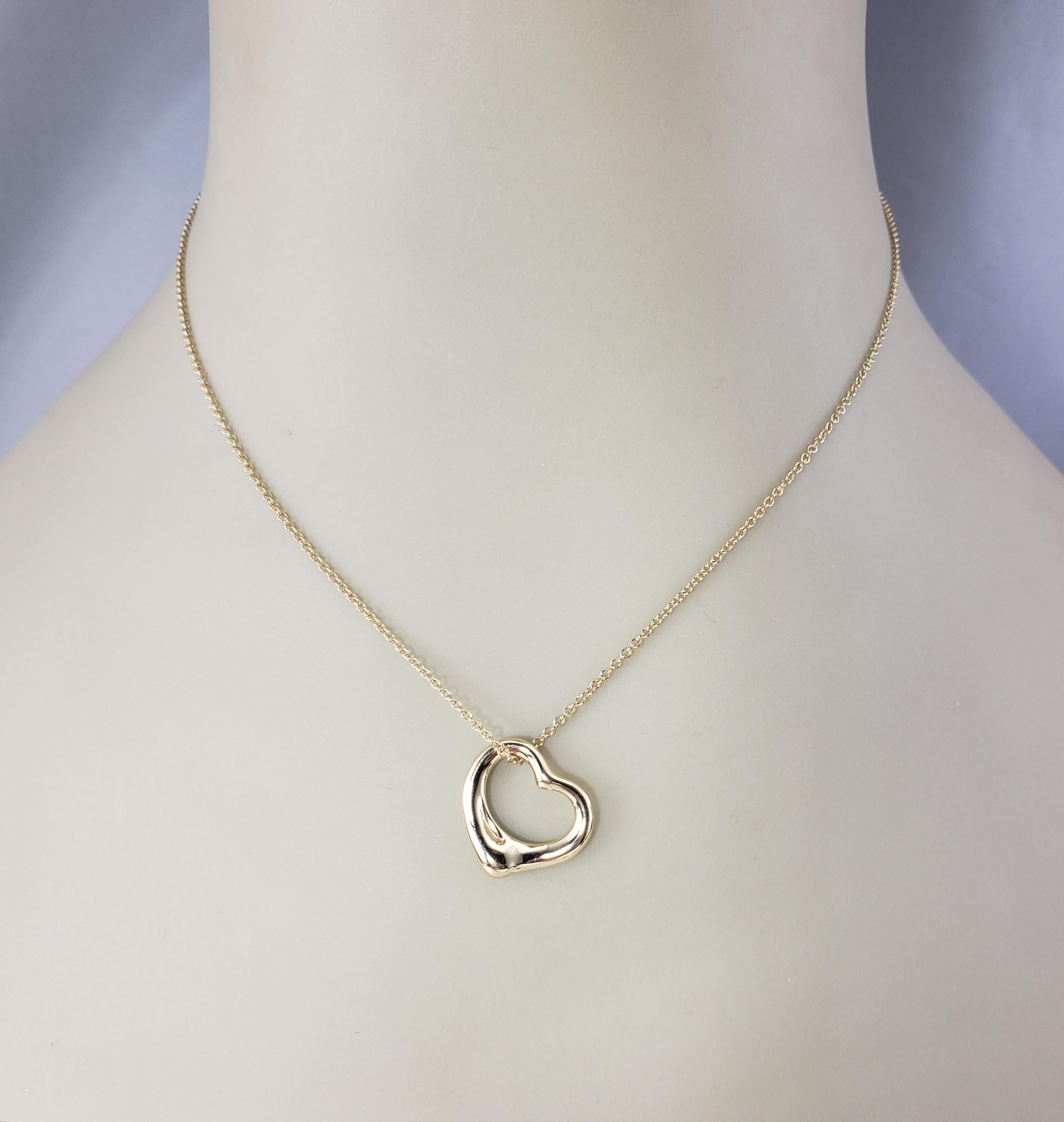 Tiffany & Co. Elsa Peretti 18K Yellow Gold Open Heart Pendant Necklace #21097 For Sale 3