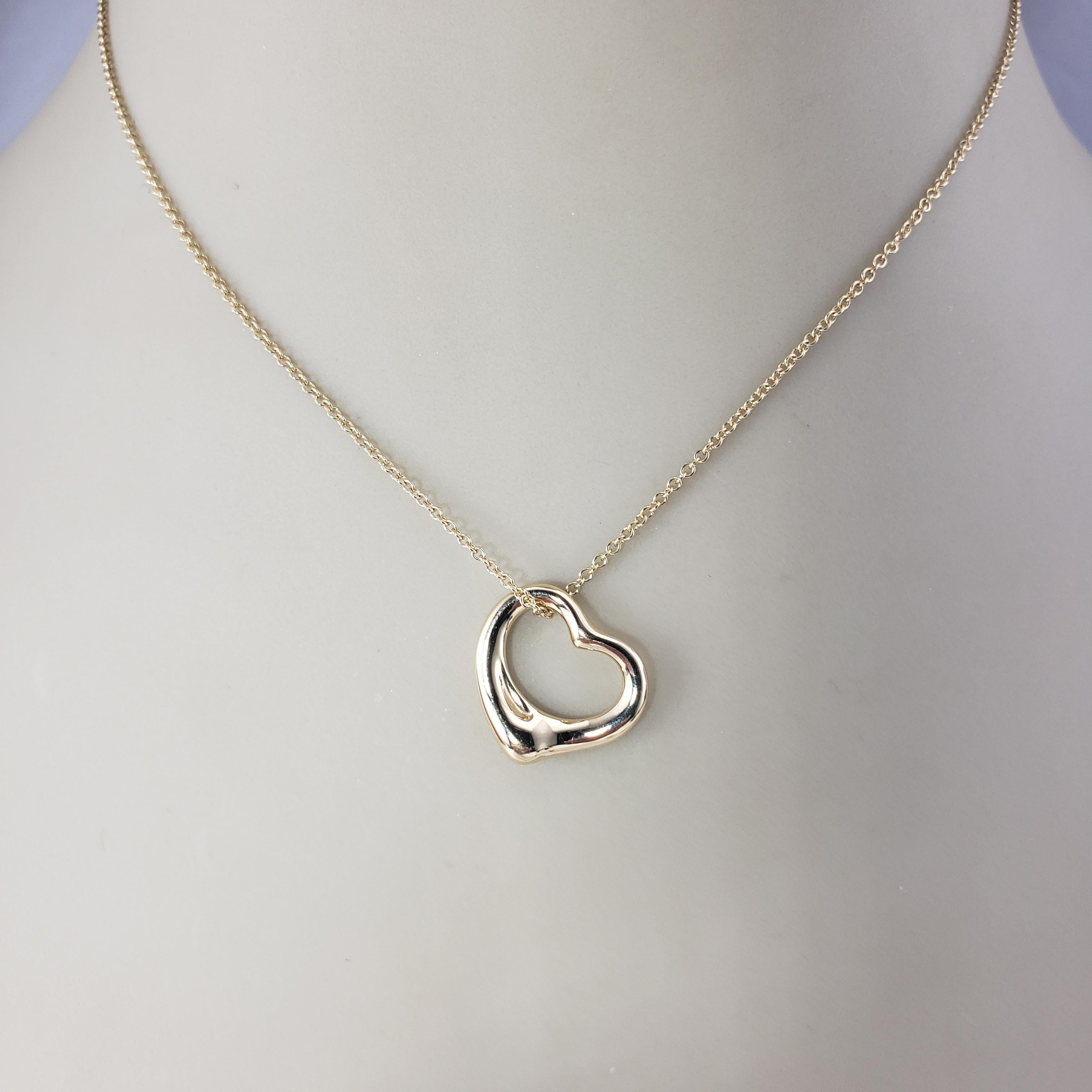 Tiffany & Co. Elsa Peretti 18K Yellow Gold Open Heart Pendant Necklace #21097 For Sale 4