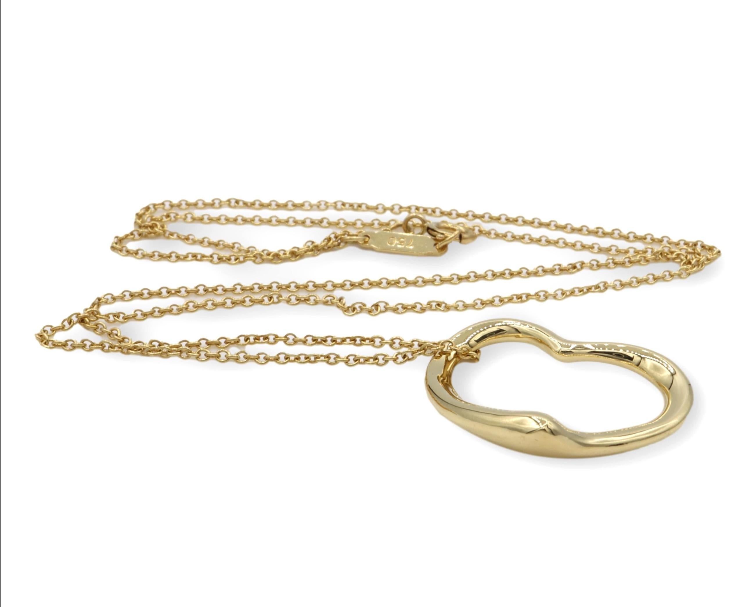 Contemporary Tiffany & Co. Elsa Peretti 18K Yellow Gold Open Heart Pendant Necklace