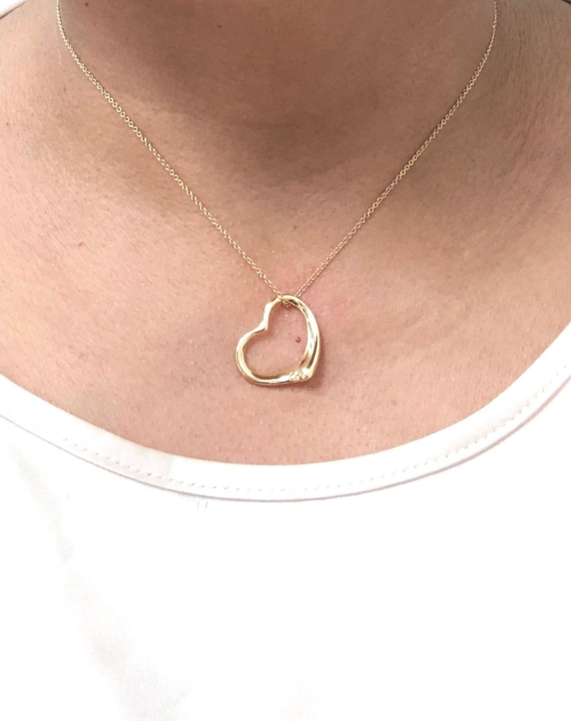 Tiffany & Co. Elsa Peretti 18K Yellow Gold Open Heart Pendant Necklace 1