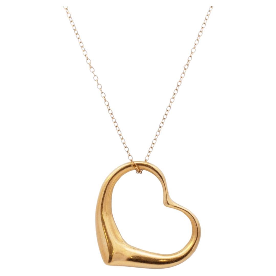 Tiffany & Co. Elsa Peretti 18k Yellow Gold Open Heart Pendant Necklace