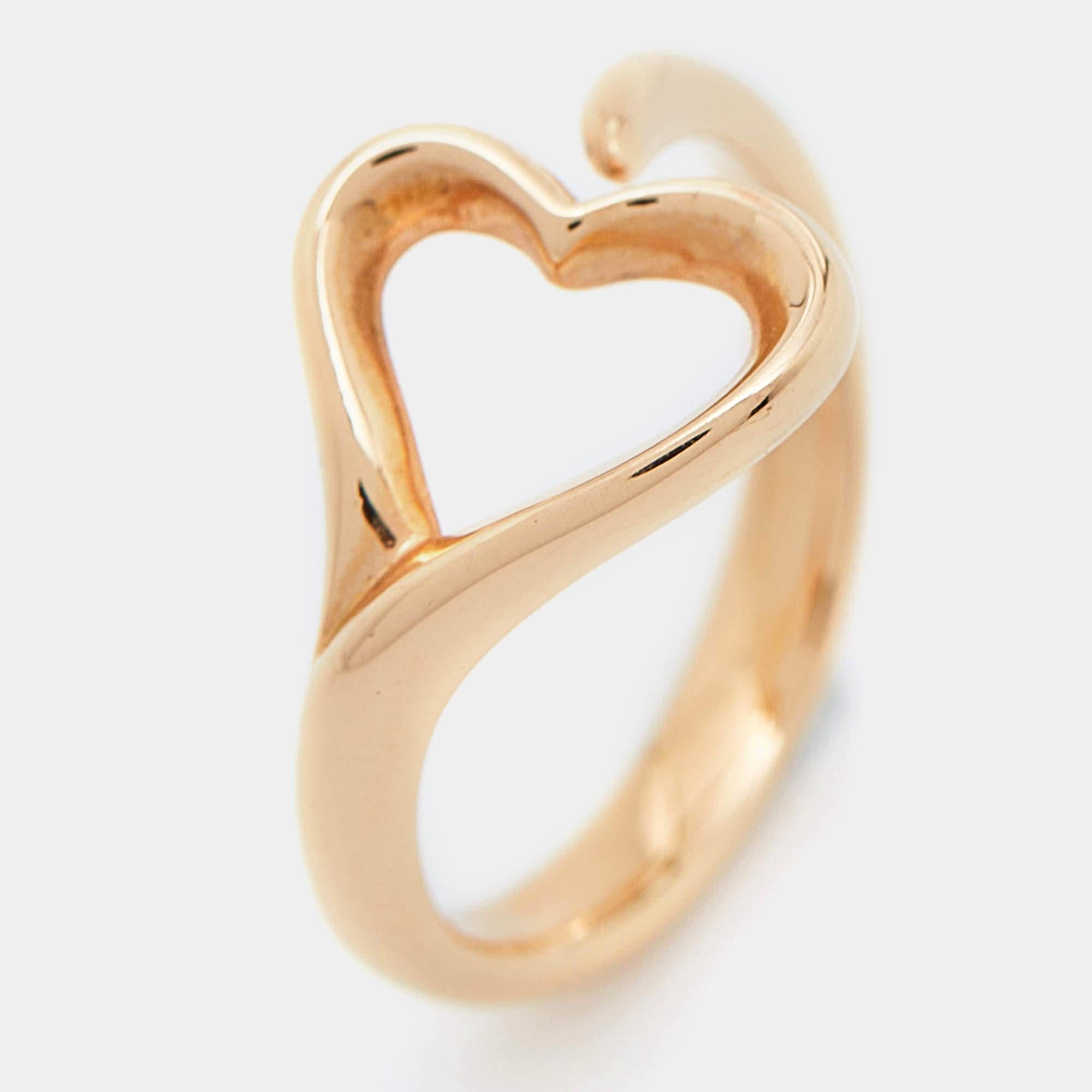 Tiffany & Co.  Elsa Peretti Offener Herzring aus 18 Karat Gelbgold Größe 50 im Zustand „Gut“ in Dubai, Al Qouz 2