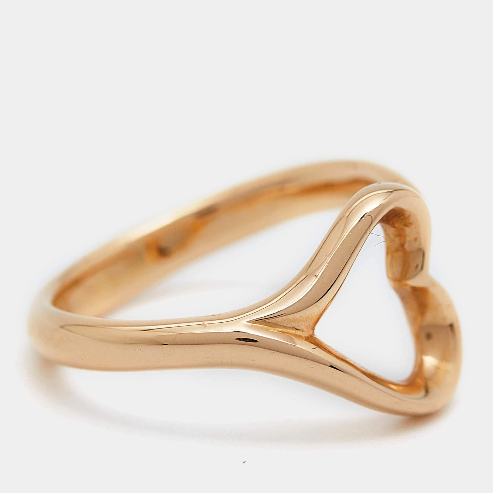 Tiffany & Co.  Elsa Peretti Offener Herzring aus 18 Karat Gelbgold Größe 50 Damen