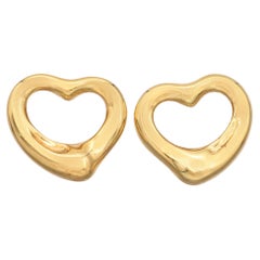 Tiffany & Co. Elsa Peretti Offene Herz-Ohrstecker aus 18 Karat Gelbgold