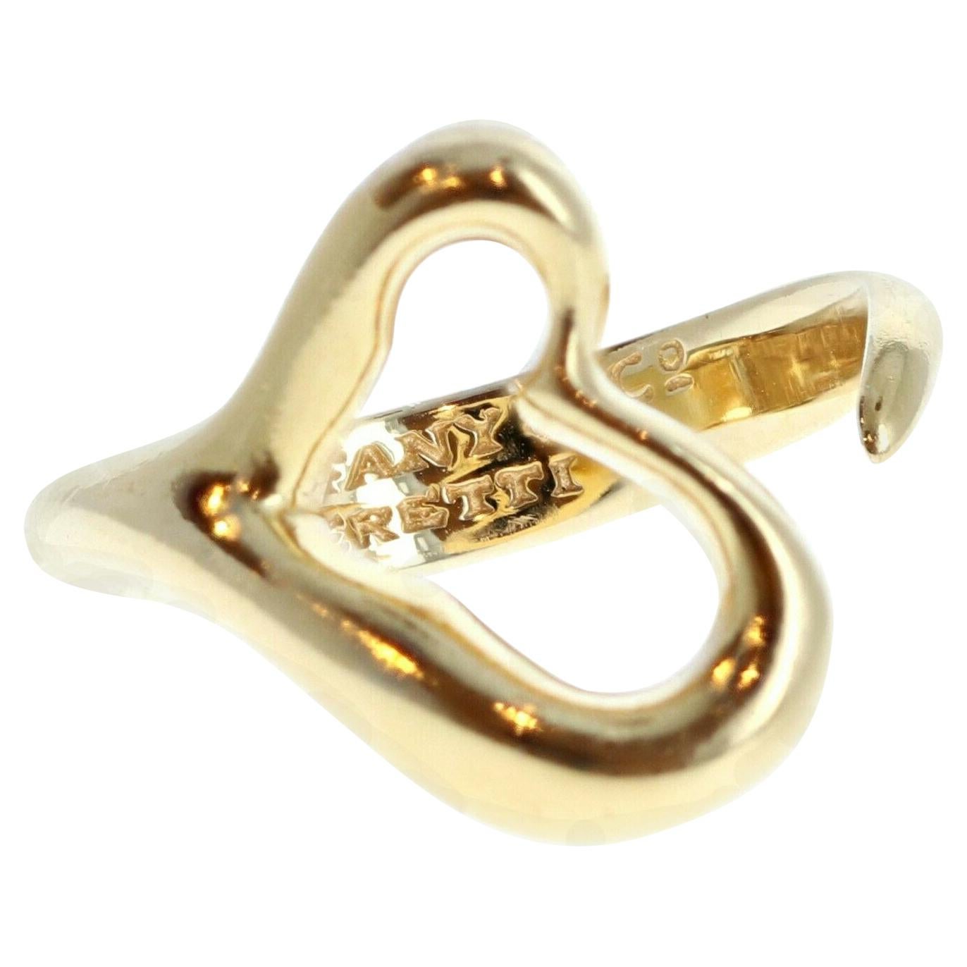 Tiffany & Co. Elsa Peretti 18K Yellow Gold Open Heart Wrap Ring For Sale