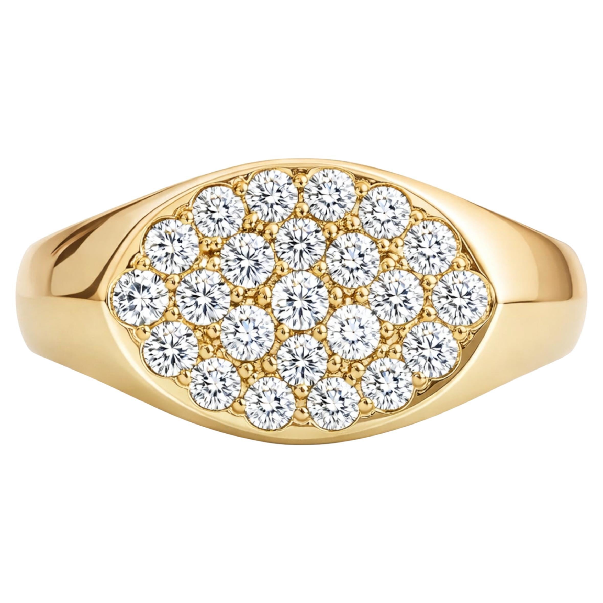 Tiffany 
Co. Elsa Peretti 18K Yellow Gold Oval Pavé Diamond Ring en vente