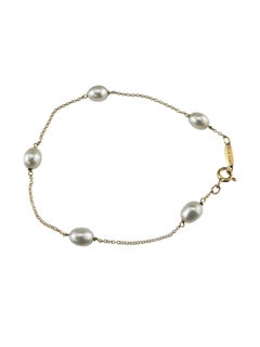 Tiffany & Co. Elsa Peretti 18K Yellow Gold Pearl Station Bracelet #24516