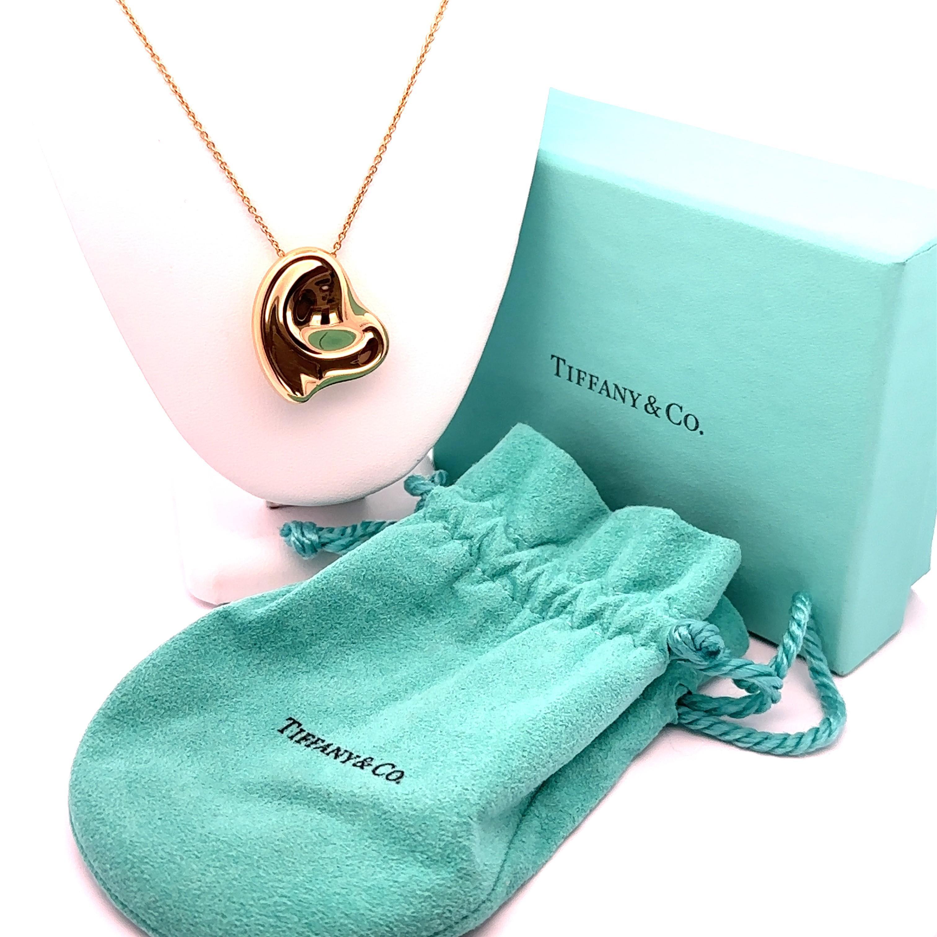 Tiffany & Co. Elsa Peretti 18k Gelbgold Puffed Full Heart Anhänger Halskette im Angebot 6