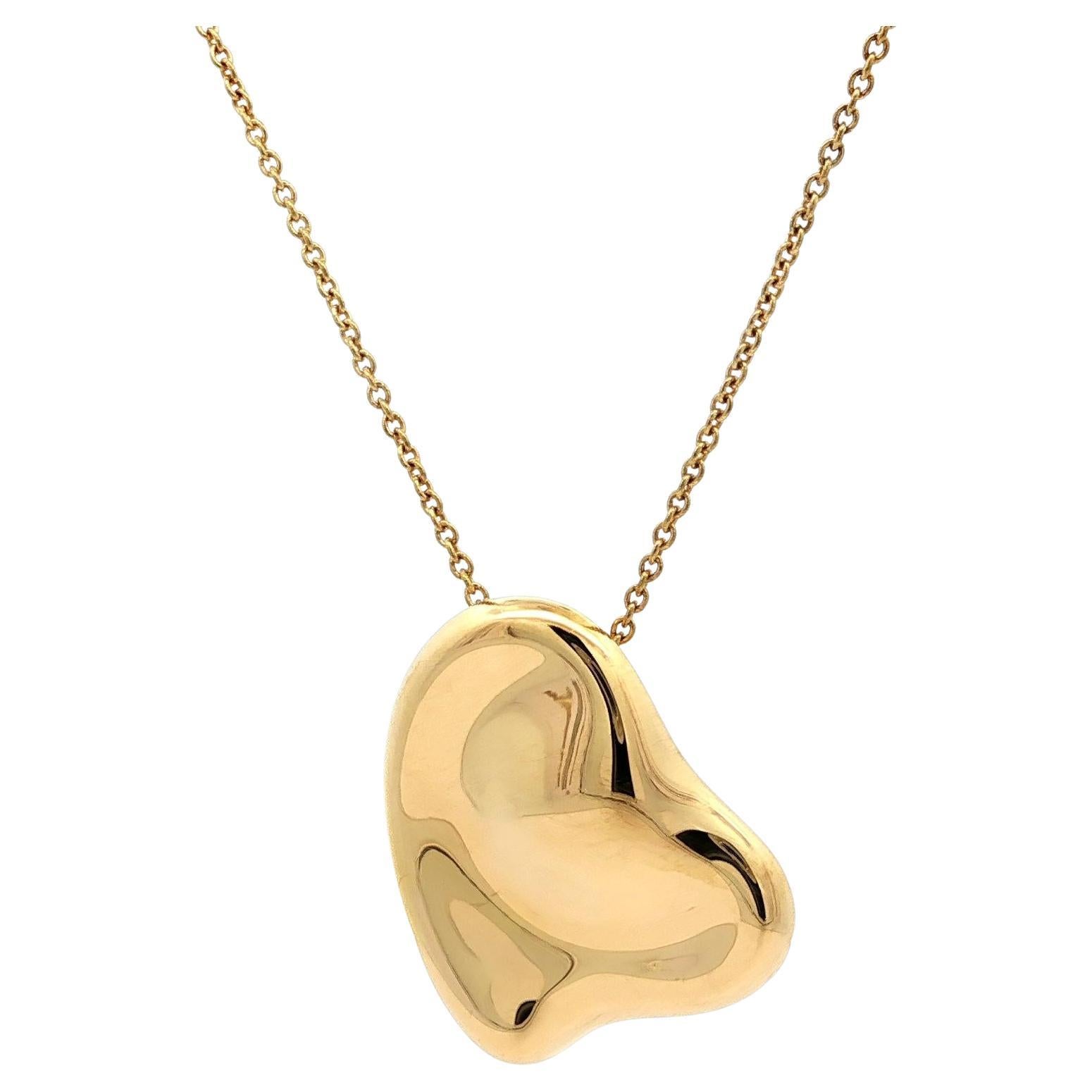 Tiffany & Co. Elsa Peretti 18k Gelbgold Puffed Full Heart Anhänger Halskette im Angebot