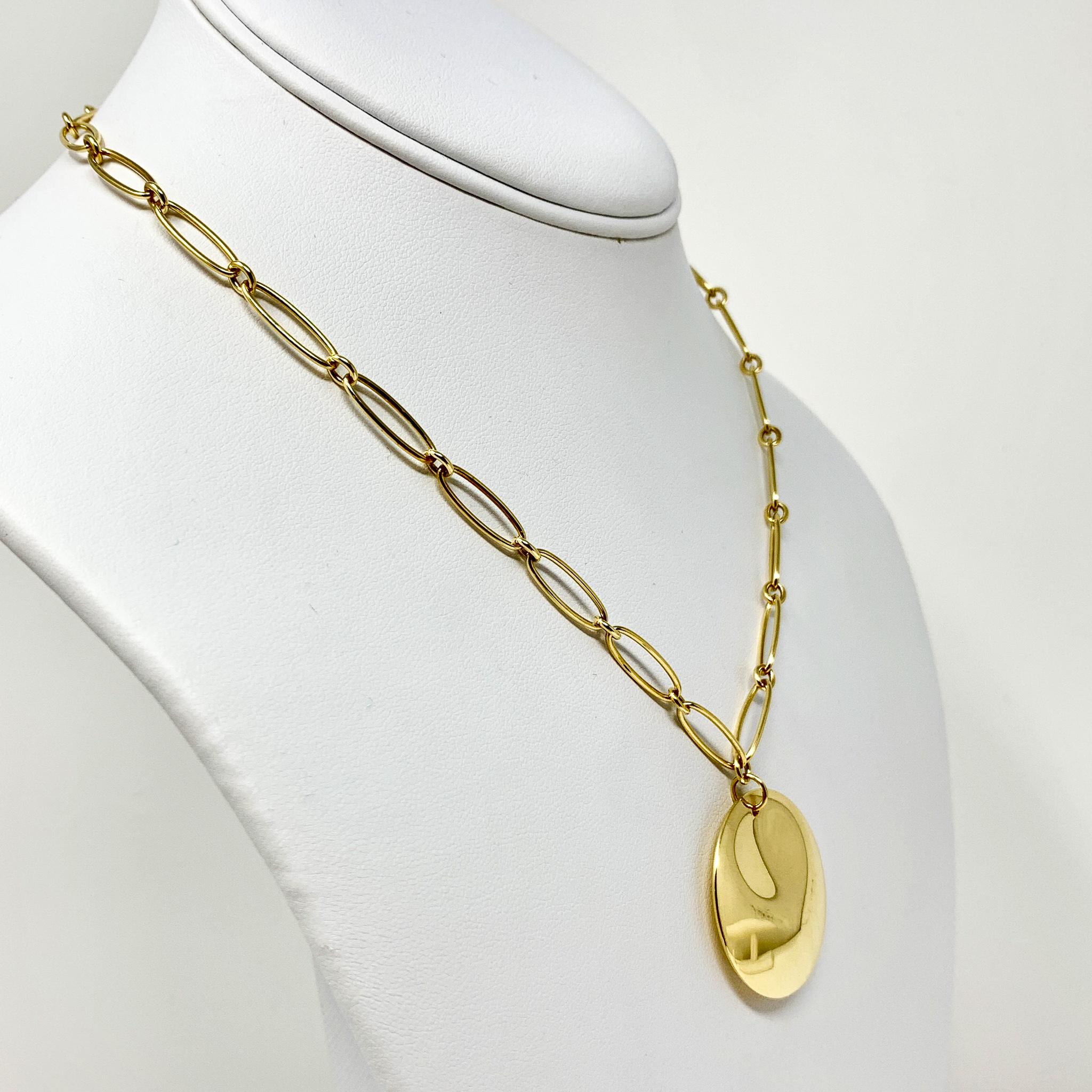 Tiffany & Co. Elsa Peretti 18k Yellow Gold Round Pendant Necklace 16.5
