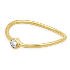 Tiffany & Co. Elsa Peretti 18K Yellow Gold Single Diamond Wave Band