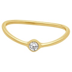 Tiffany & Co. Elsa Peretti 18K Yellow Gold Single Diamond Wave Band