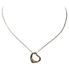 Tiffany & Co. Elsa Peretti 18K Yellow Gold Small Open Heart Necklace 16" #25220