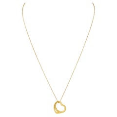 Tiffany & Co. Elsa Peretti 18K Yellow Gold Small Open Heart Pendant Necklace