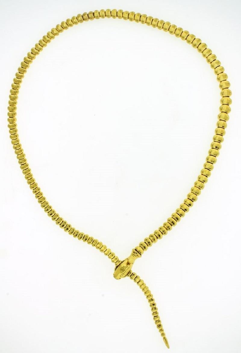 18 Karat Yellow Gold Snake Necklace 