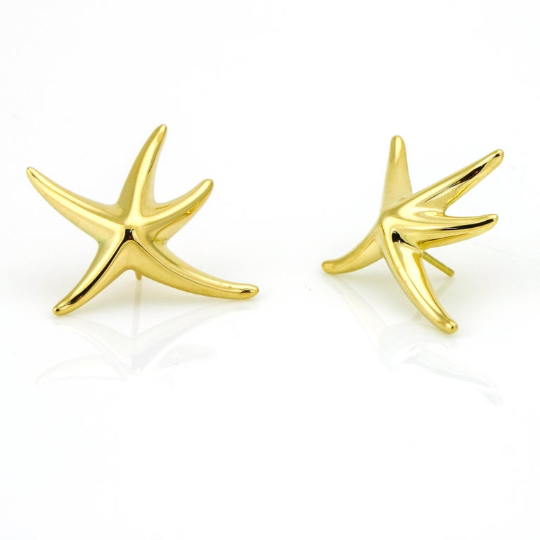Tiffany and Co. Elsa Peretti 18 Karat Yellow Gold Starfish Earrings For