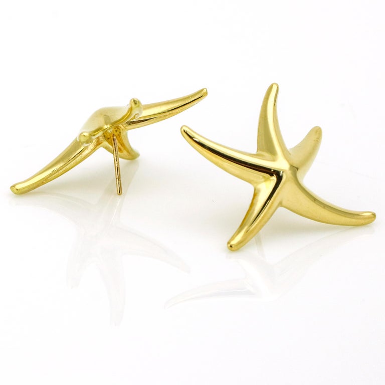 Tiffany and Co. Elsa Peretti 18 Karat Yellow Gold Starfish Earrings For