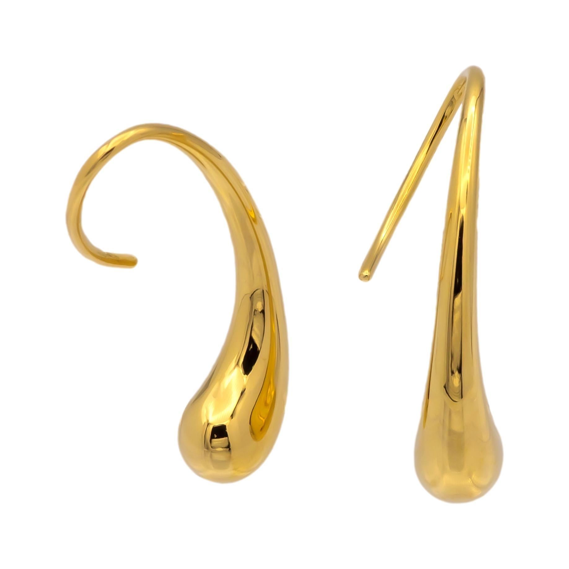 Tiffany & Co. Elsa Peretti 18K Yellow Gold Teardrop Earrings, Spain, Early 2000s 1
