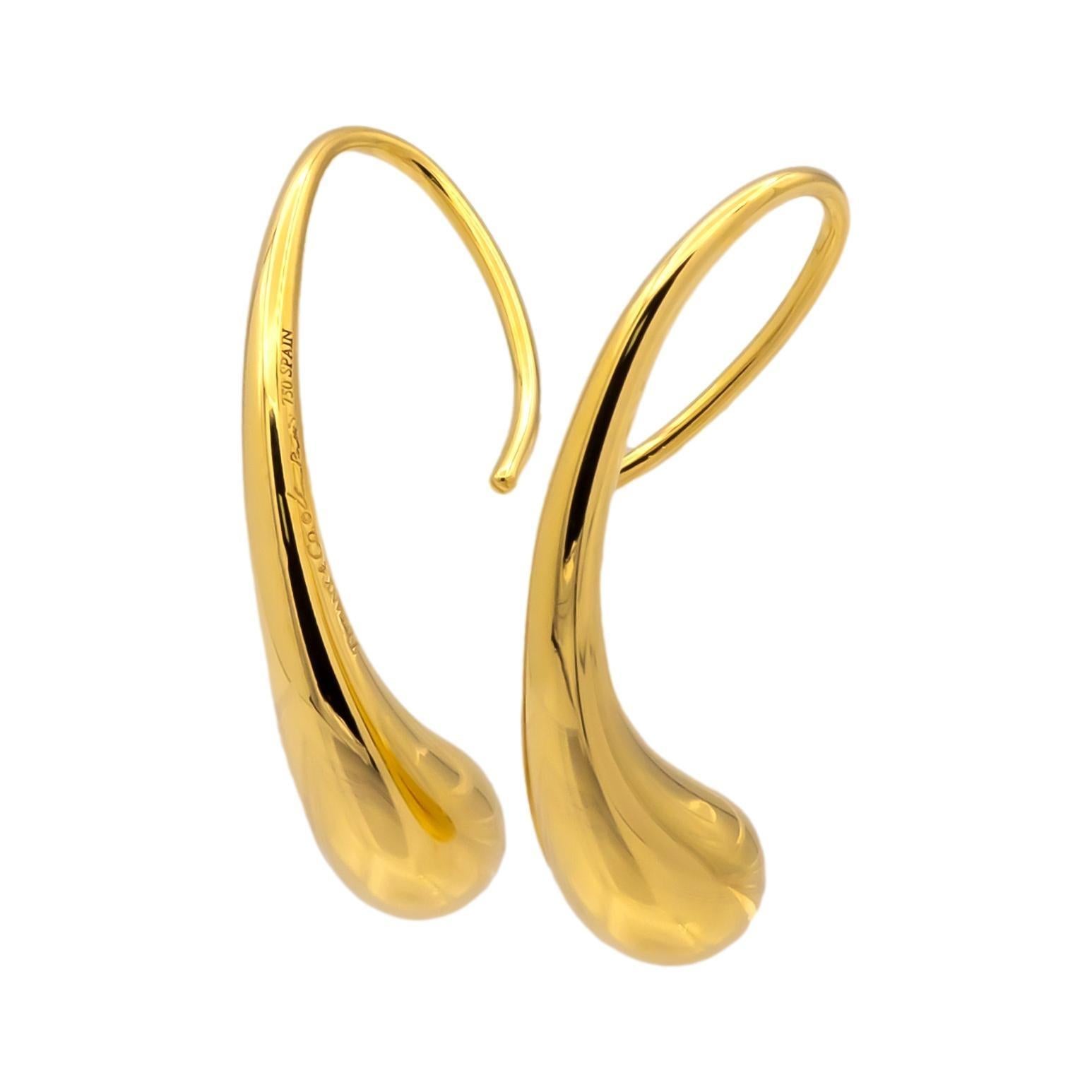 Tiffany & Co. Elsa Peretti 18K Yellow Gold Teardrop Earrings, Spain, Early 2000s 2