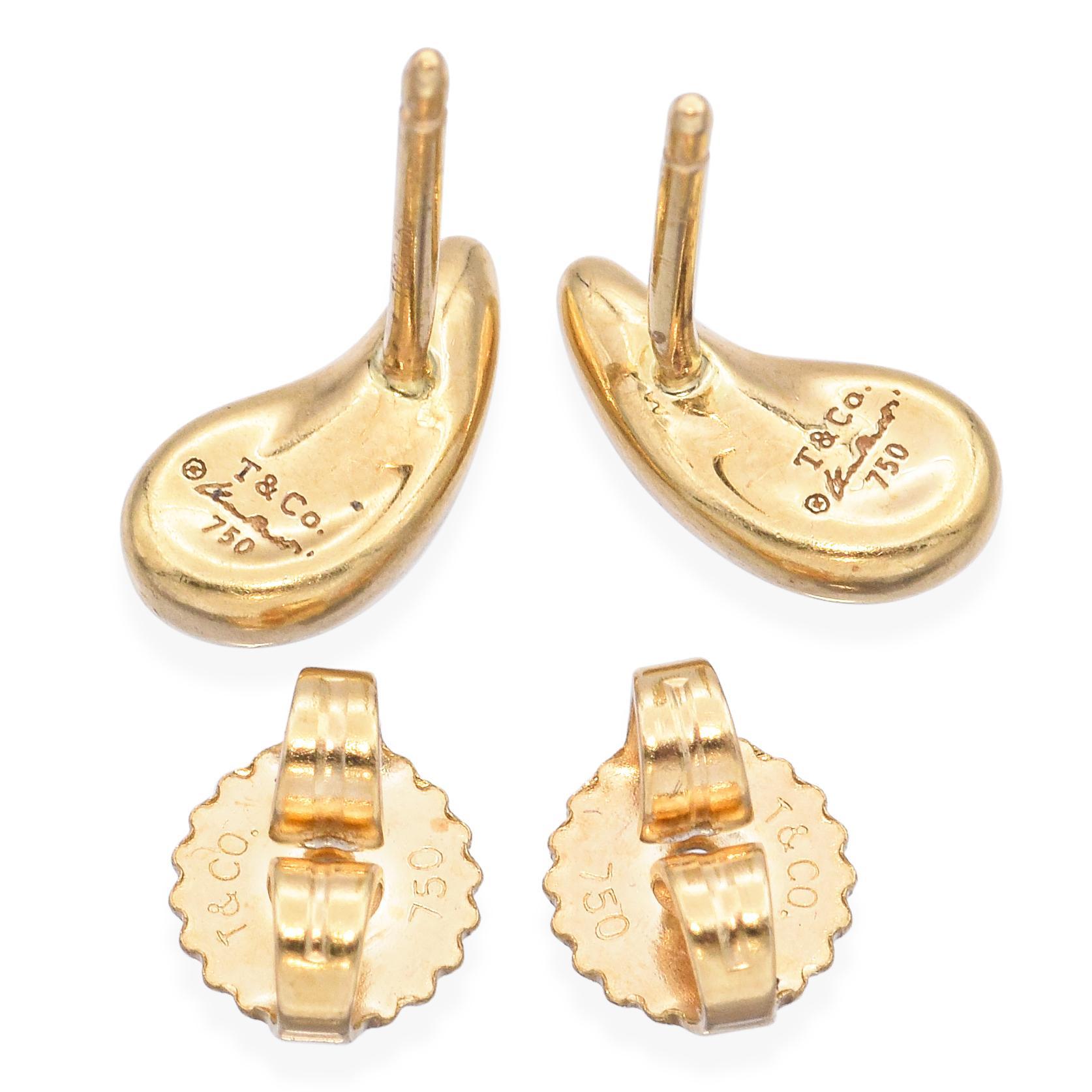 Tiffany & Co. Elsa Peretti 18k Yellow Gold Teardrop Stud Earrings In Good Condition In New York, NY