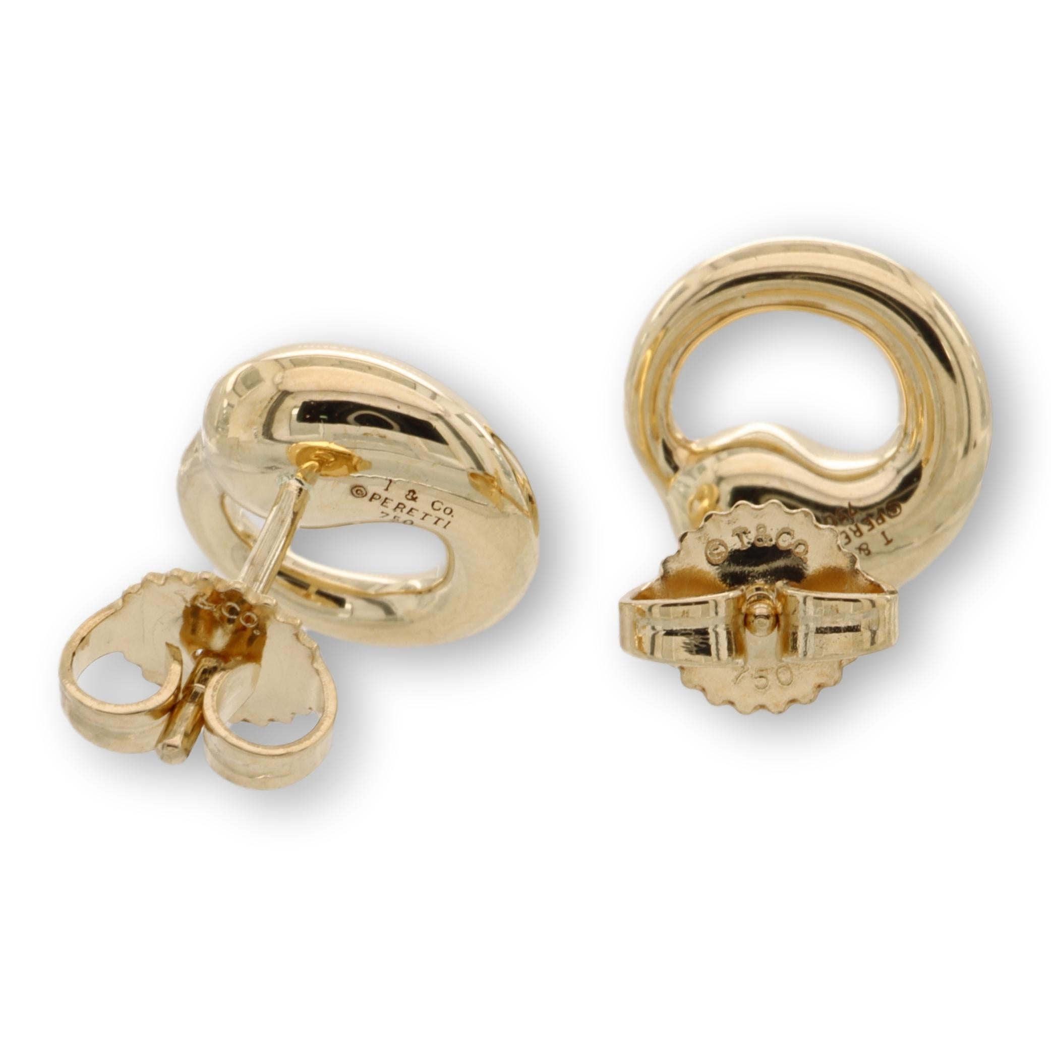 Contemporary Tiffany & Co. Elsa Peretti 18K Yellow Gold Vintage Eternal Circle Stud Earrings