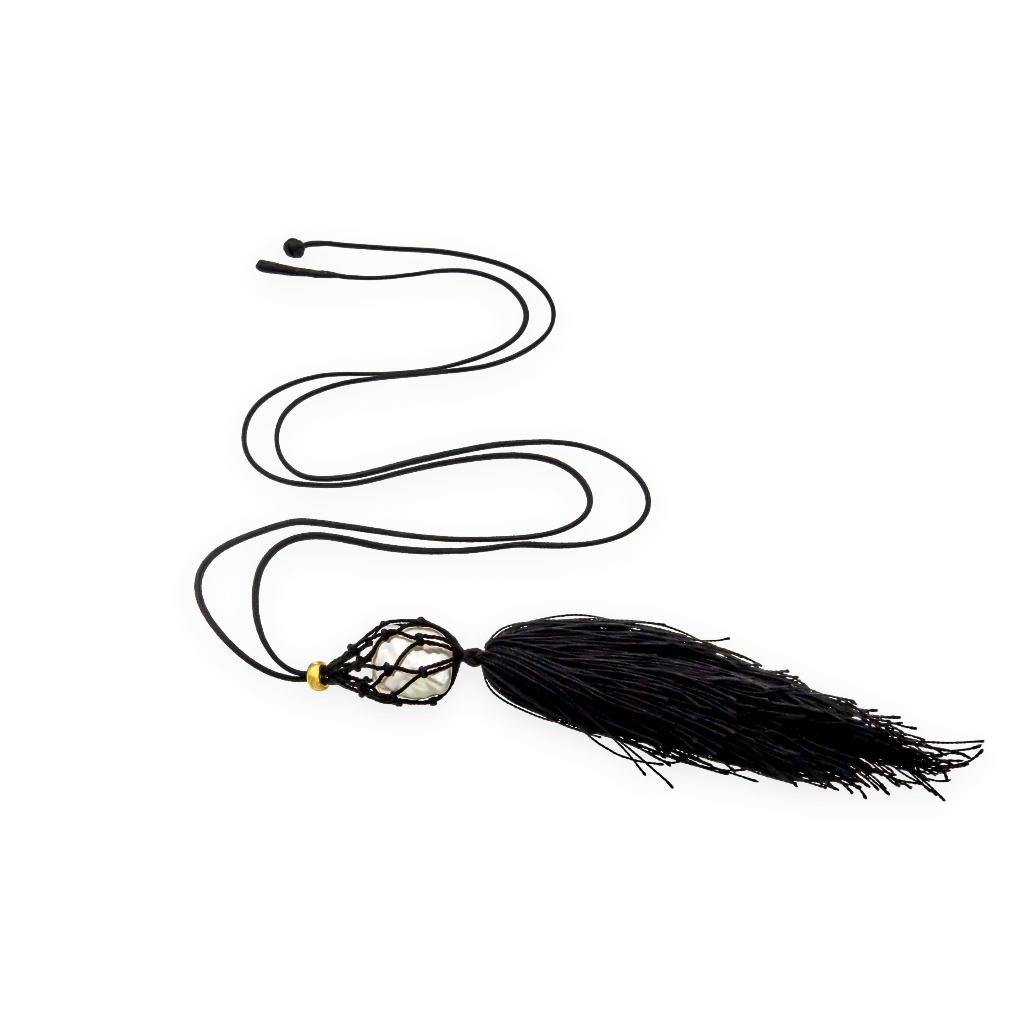 Tiffany & Co. Elsa Peretti 18K YG South Sea Keshi Pearl Tassel Pendant Necklace For Sale 4