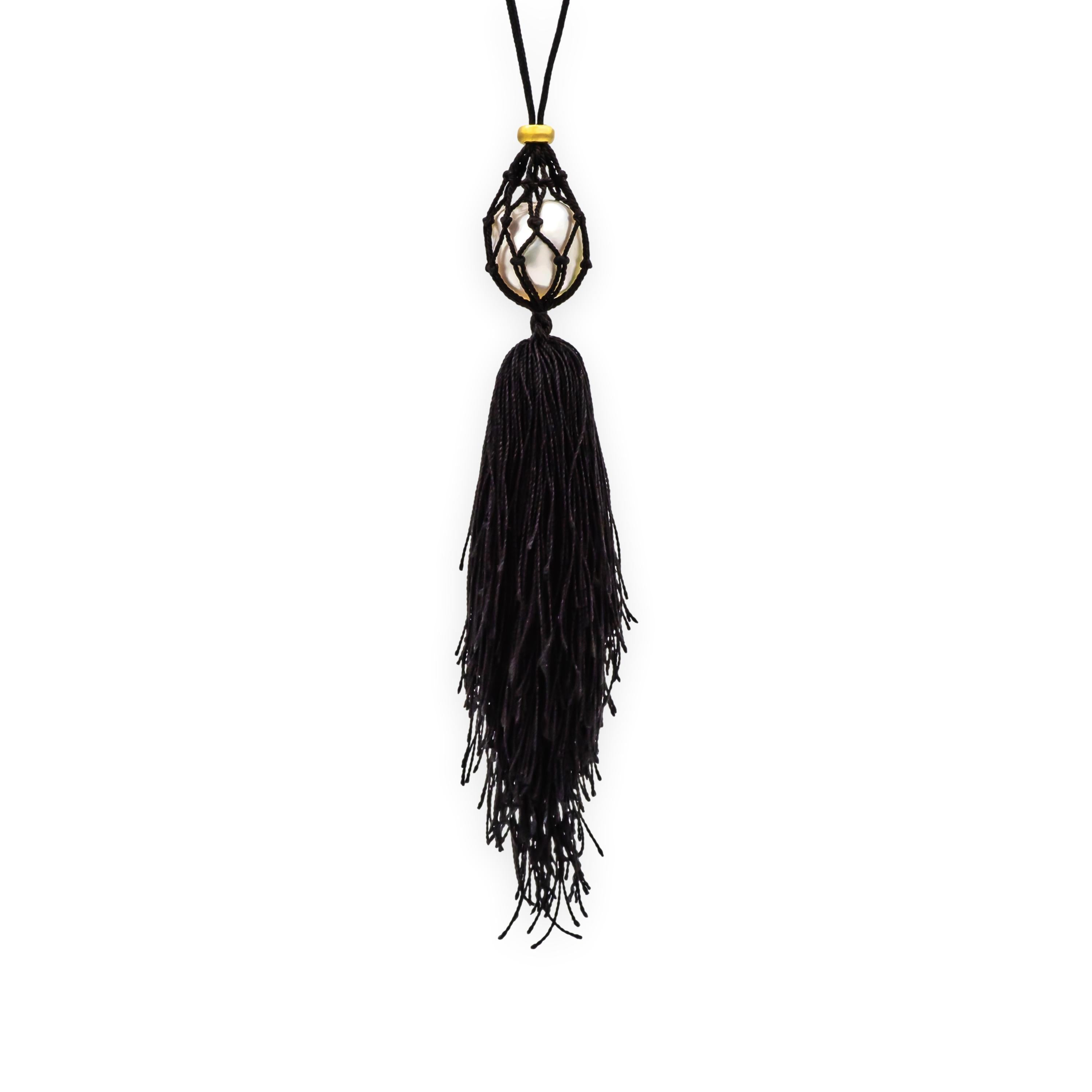 Tiffany & Co. Elsa Peretti 18K YG South Sea Keshi Pearl Tassel Pendant Necklace For Sale 2