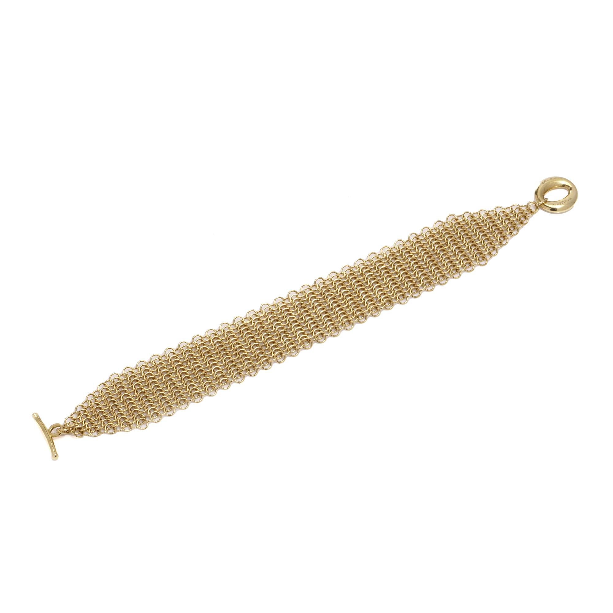 Tiffany & Co. Elsa Peretti 18kt Gold Mesh Bracelet In Good Condition For Sale In Braintree, GB