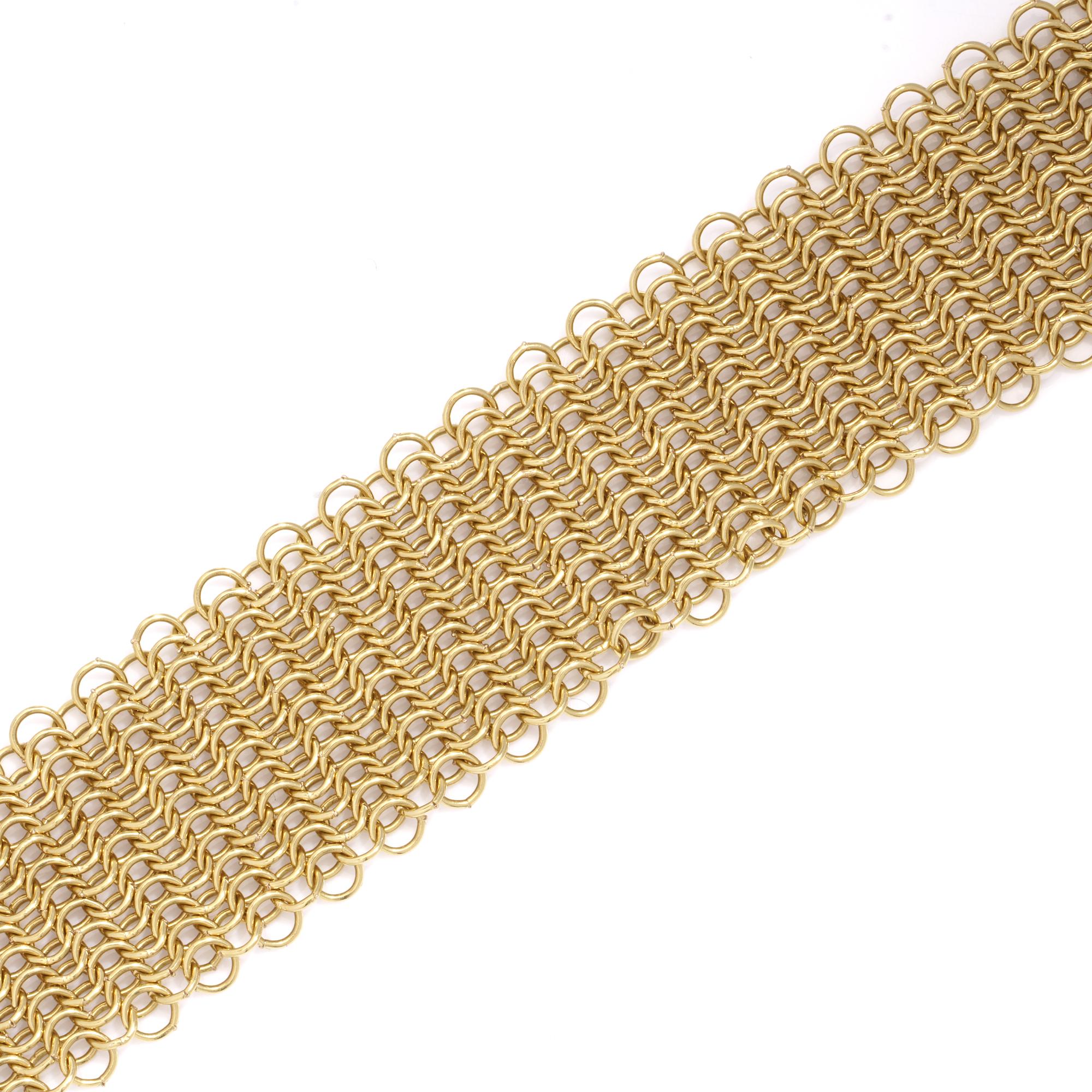 Women's or Men's Tiffany & Co. Elsa Peretti 18kt Gold Mesh Bracelet For Sale