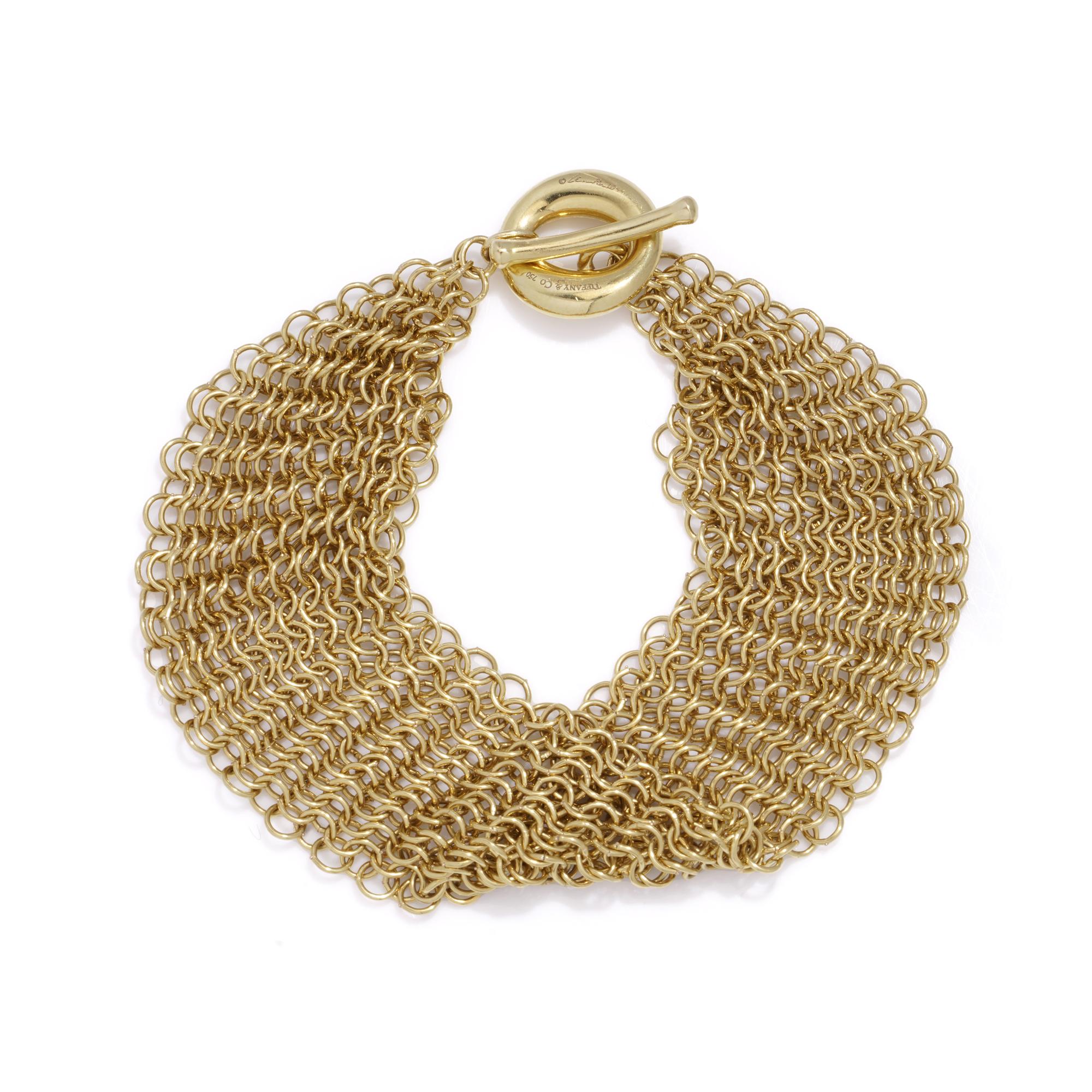 Tiffany & Co. Elsa Peretti 18 Karat Gold Mesh-Armband aus Mesh im Angebot 2