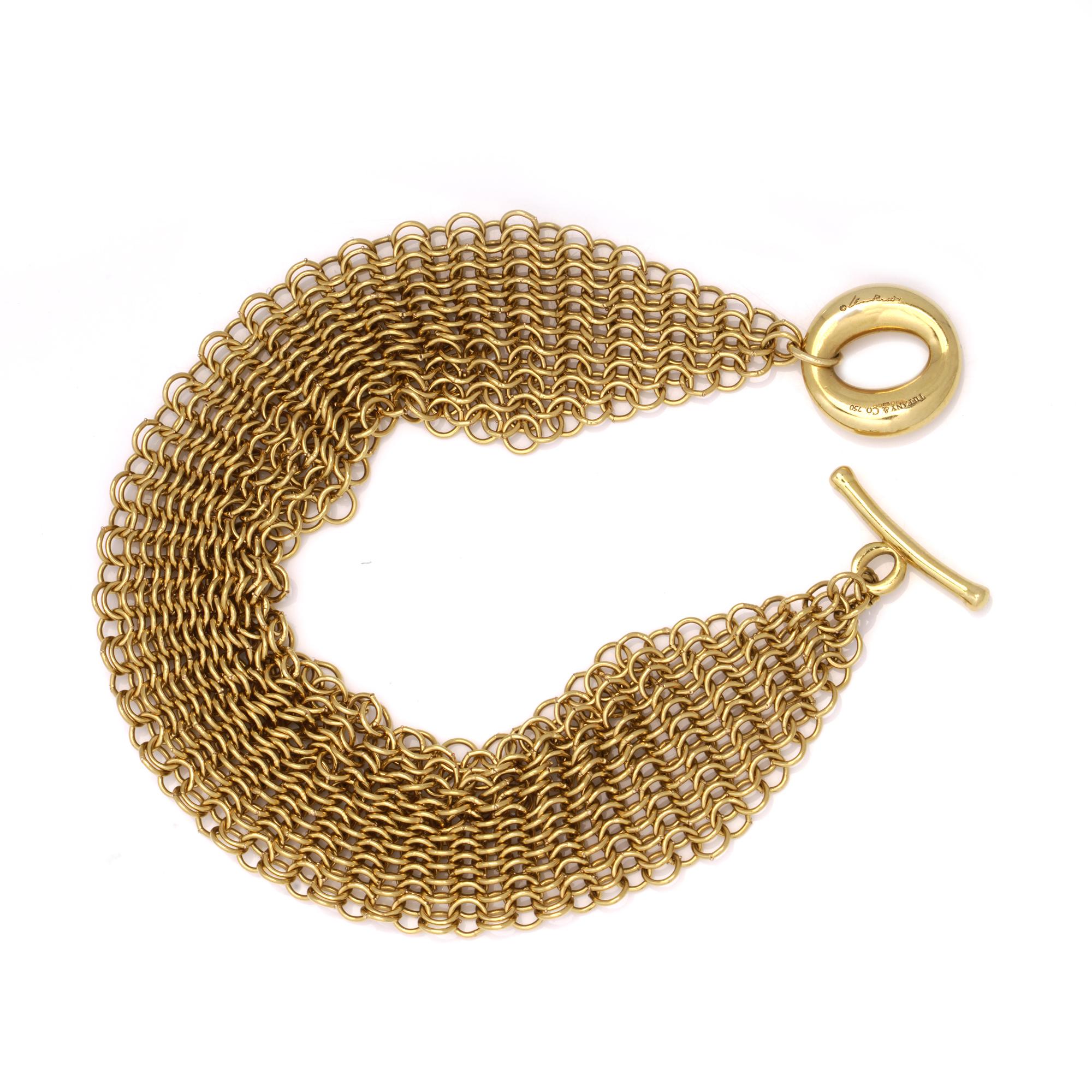 Tiffany & Co. Elsa Peretti 18kt Gold Mesh Bracelet For Sale 3