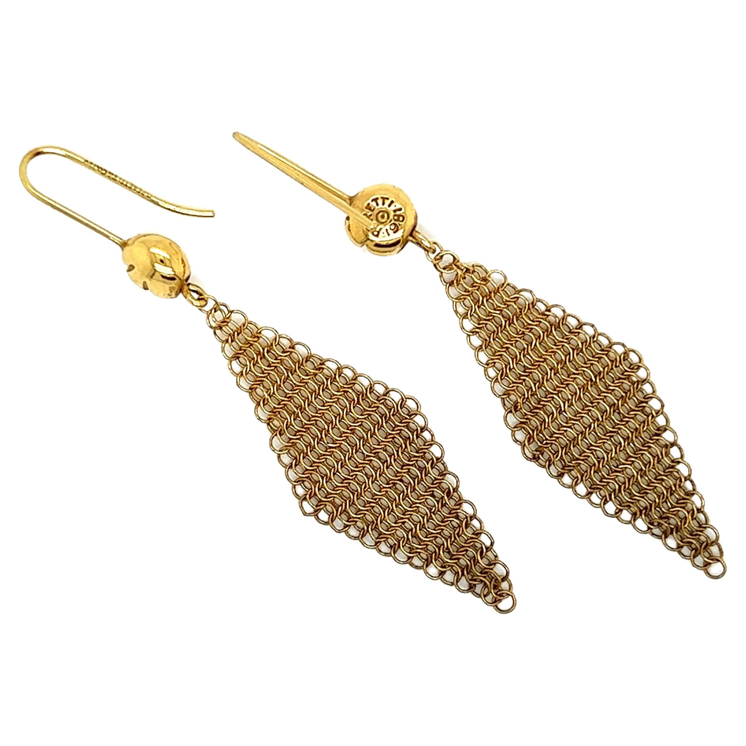 Tiffany & Co. Elsa Peretti 18 Karat Gold Mesh Dangle Earrings