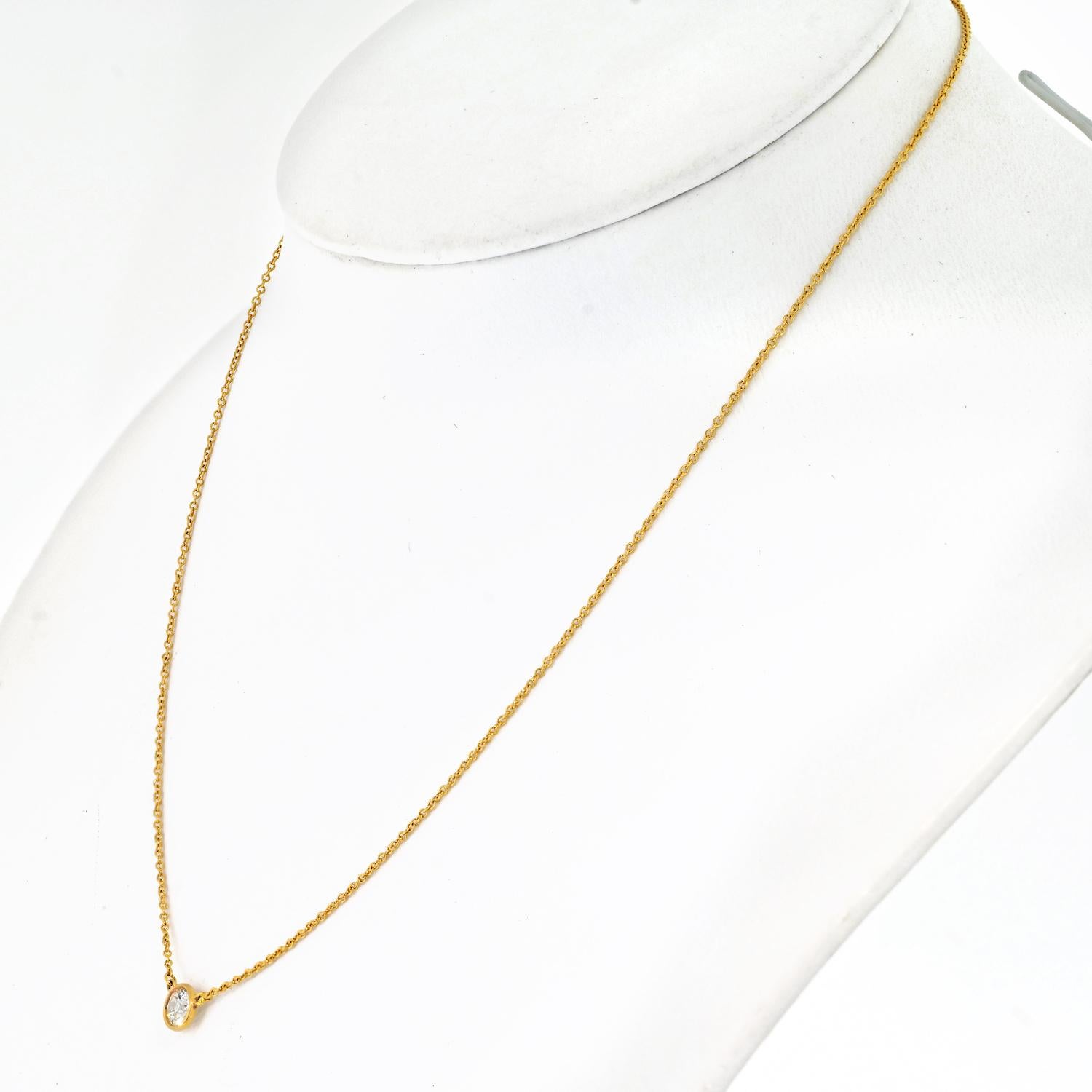 Modern Tiffany & Co Elsa Peretti 18KY Gold 0.45ct Round Cut Diamond Delicate Pendant