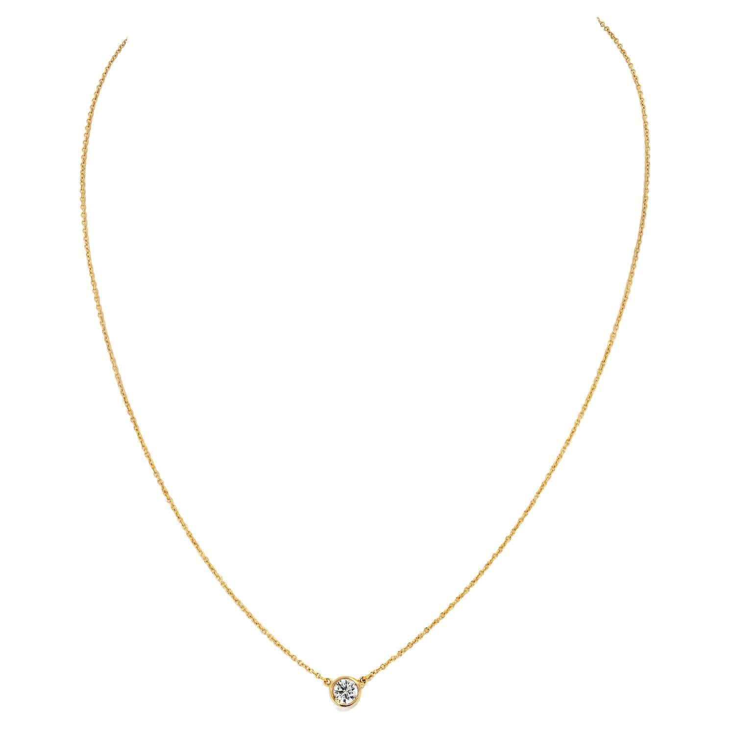 Tiffany & Co Elsa Peretti 18KY Gold 0.45ct Round Cut Diamond Delicate Pendant