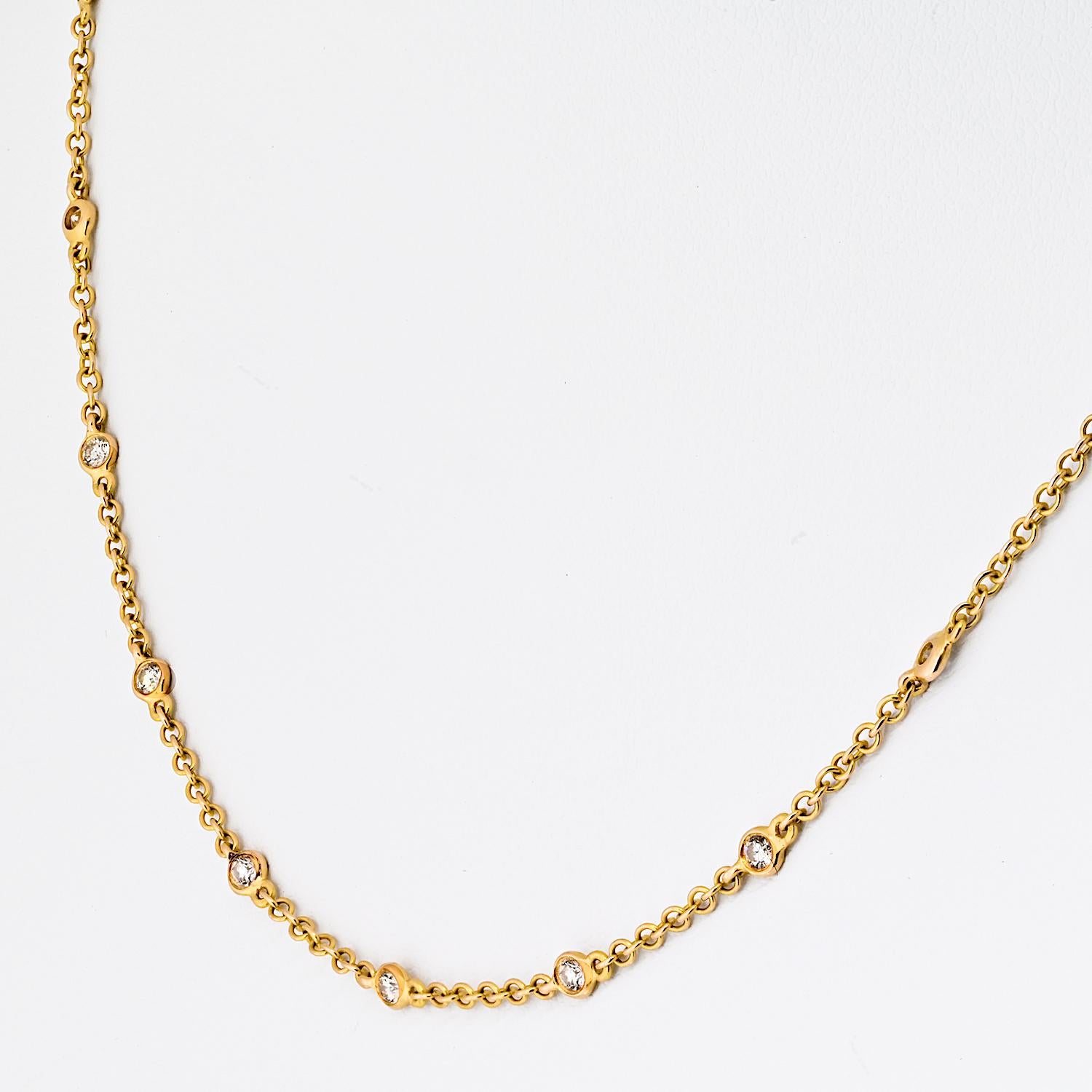 Taille ronde Chaîne Elsa Peretti pour Tiffany & Co en or 18 carats avec diamants taille ronde de 0,68 carat en vente