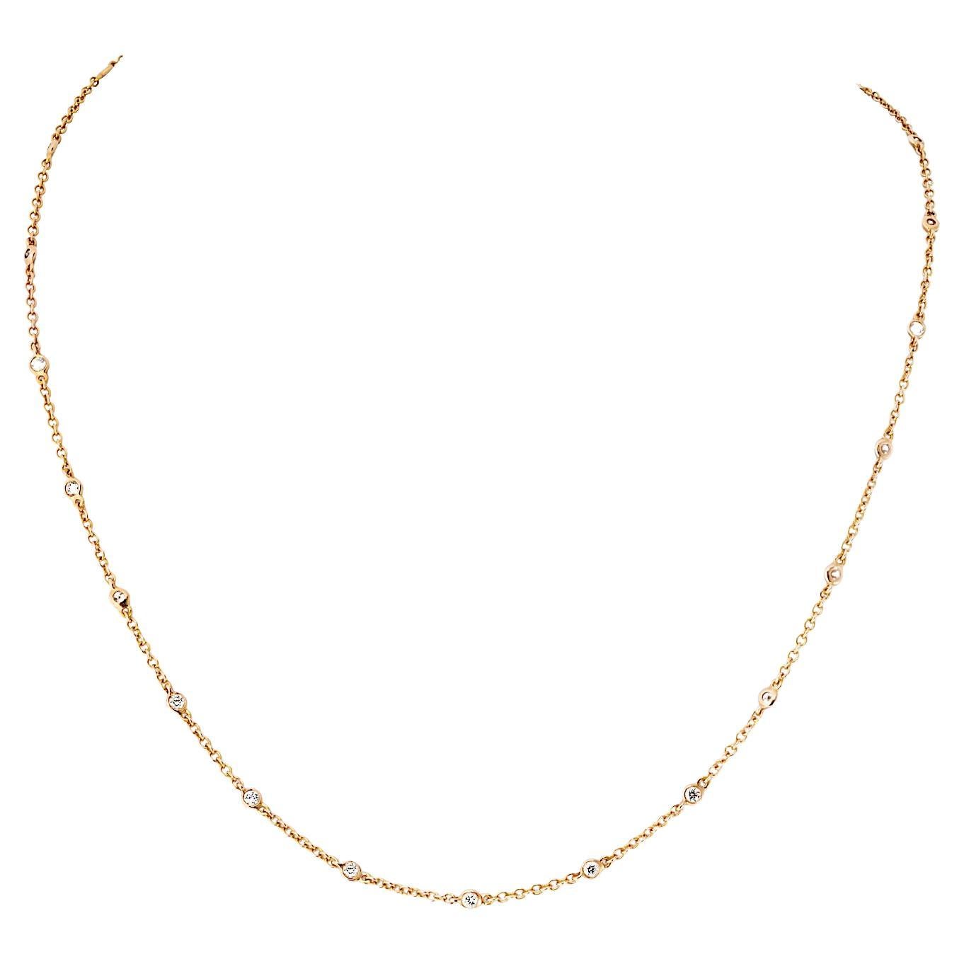Chaîne Elsa Peretti pour Tiffany & Co en or 18 carats avec diamants taille ronde de 0,68 carat en vente