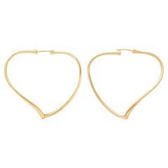 Tiffany & Co. Elsa Peretti 1970's 18 K Yellow Gold Vintage Heart Hoop Earrings