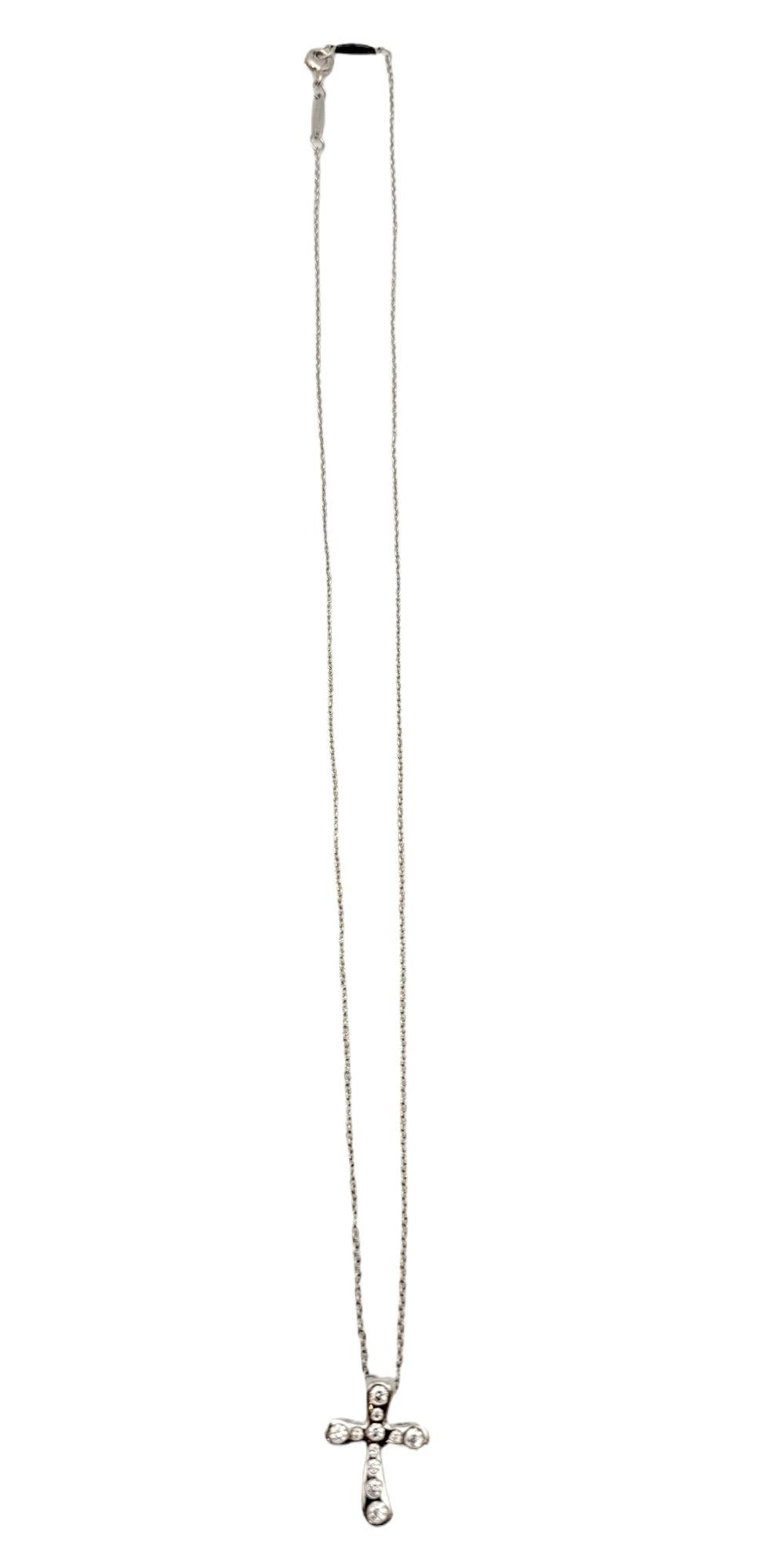 Contemporary Tiffany & Co. Elsa Peretti .20 Carat Diamond and Platinum Cross Pendant Necklace For Sale