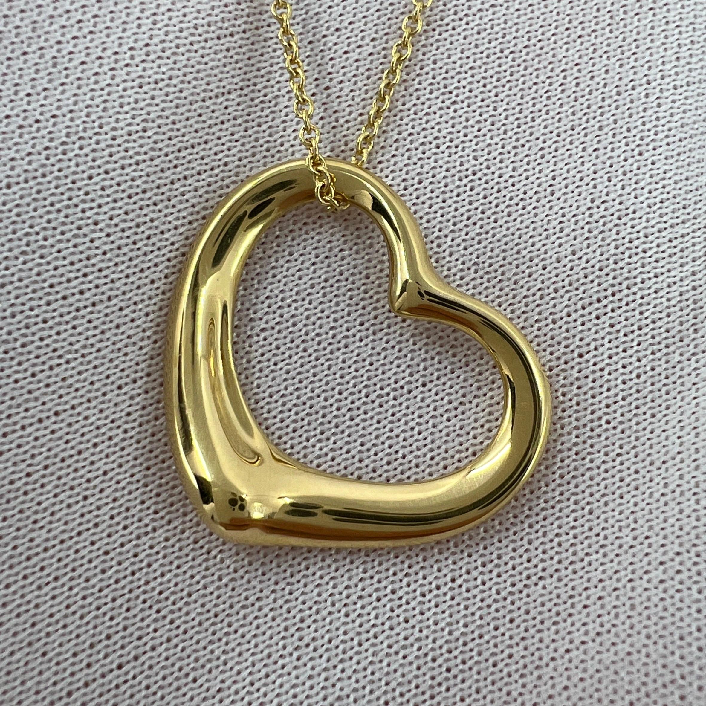Tiffany & Co. Elsa Peretti 22mm Large Open Heart 18k Gold Pendant Necklace 1