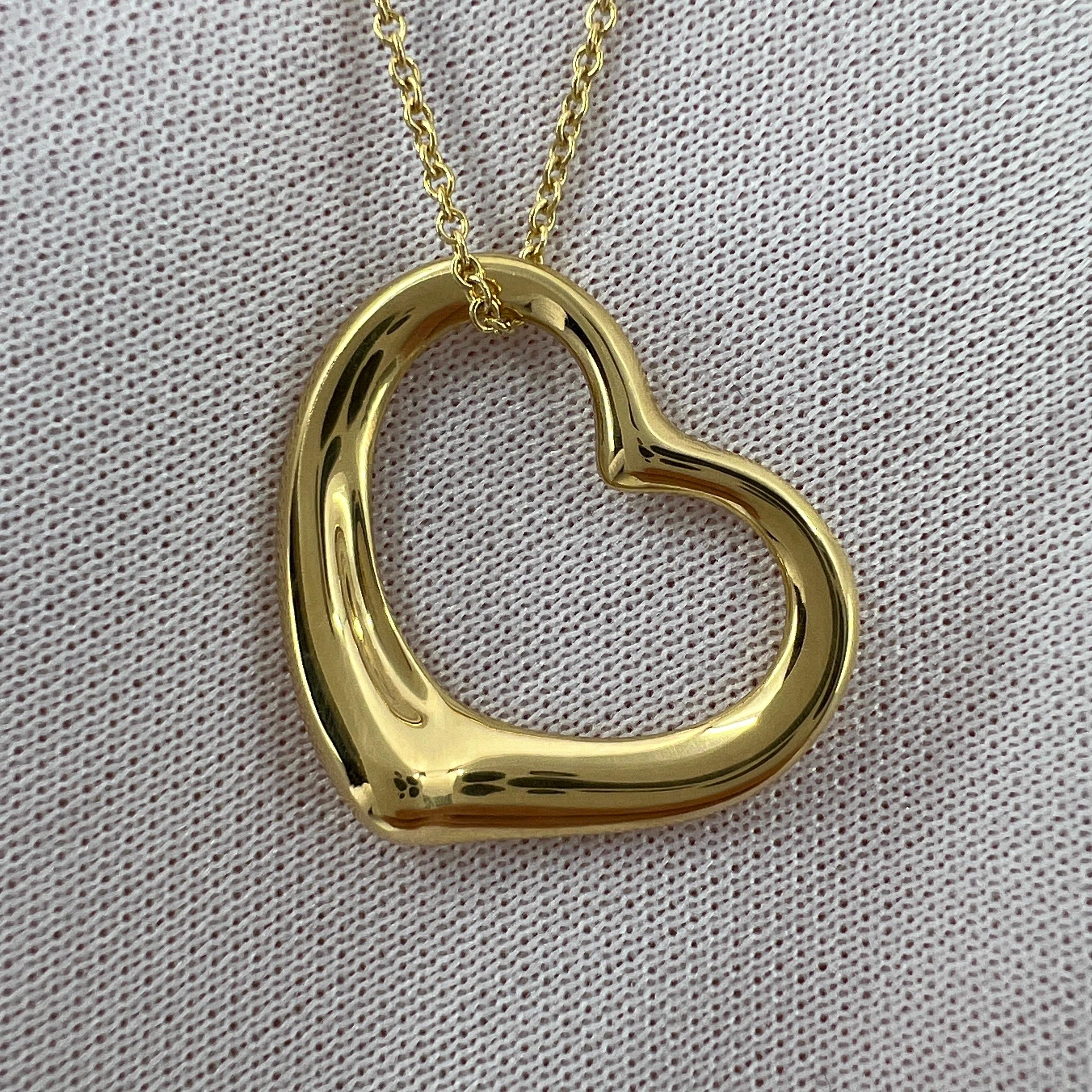 Tiffany & Co. Elsa Peretti 22mm Large Open Heart 18k Gold Pendant Necklace en vente 2