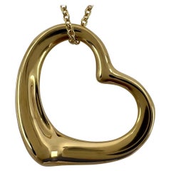 Tiffany
Co. Elsa Peretti 22mm Large Open Heart 18k Gold Pendant Necklace