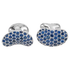 Vintage Tiffany & Co Elsa Peretti 2.85 Carat Sapphire Platinum Bean Cufflinks