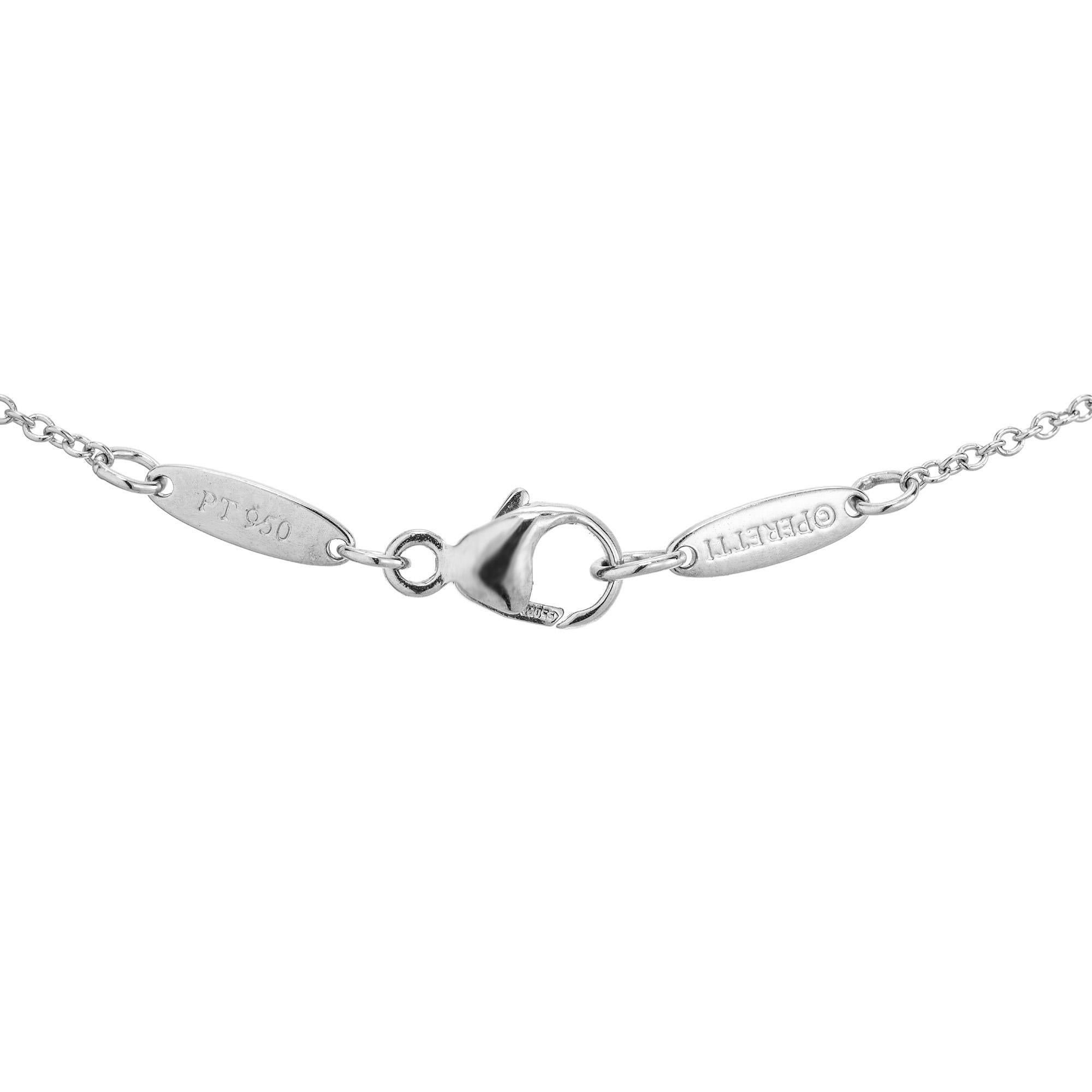 Tiffany & Co. Elsa Peretti .30 Carat Sapphire Diamond Platinum Necklace In Excellent Condition For Sale In Stamford, CT