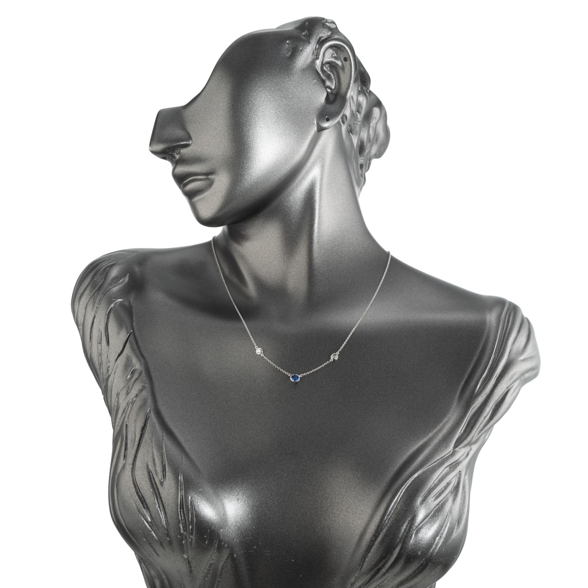 Women's Tiffany & Co. Elsa Peretti .30 Carat Sapphire Diamond Platinum Necklace For Sale