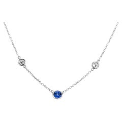 Tiffany & Co. Elsa Peretti .30 Carat Sapphire Diamond Platinum Necklace