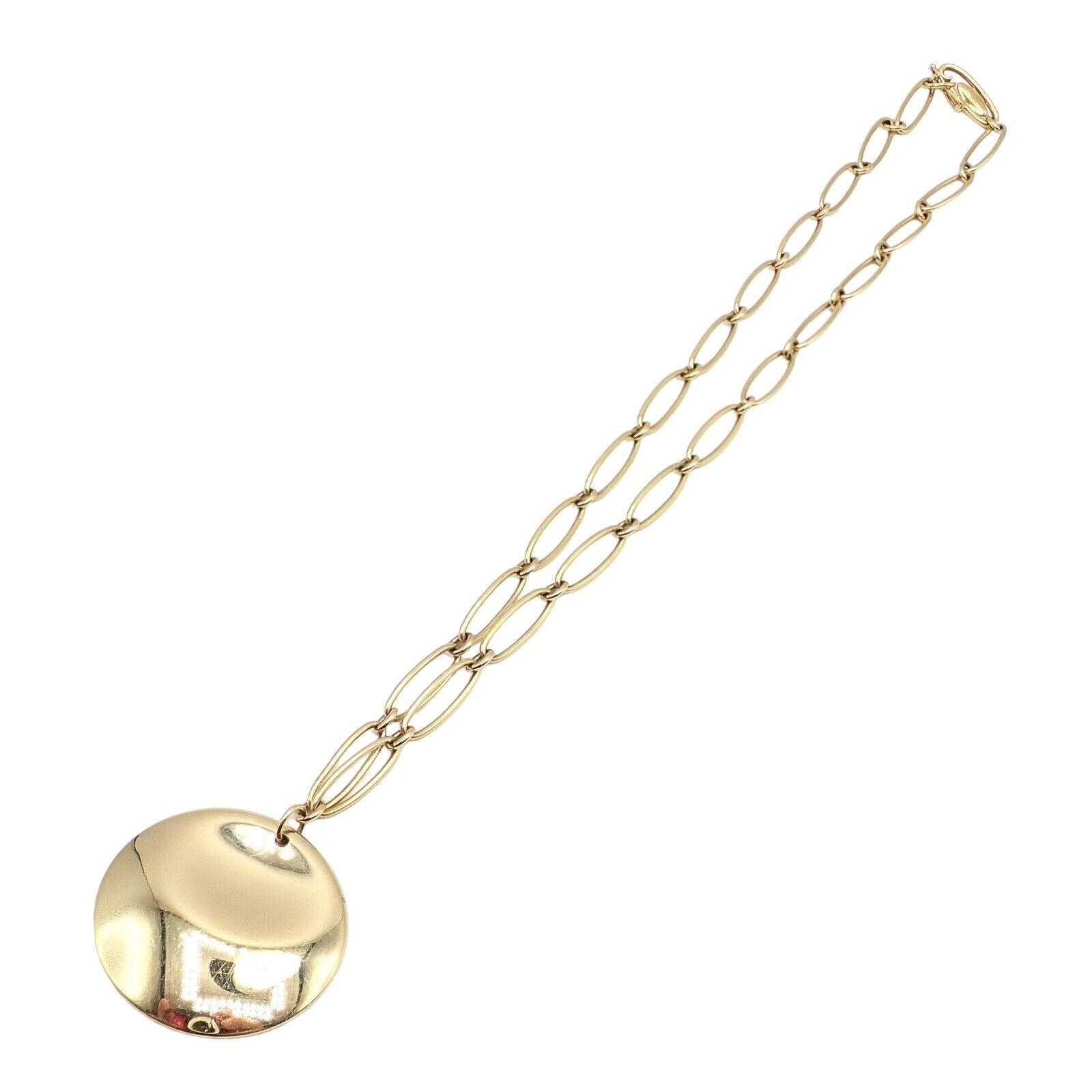 TIFFANY & CO Elsa Peretti 30mm Round Disc Yellow Gold Pendant Necklace For Sale 6