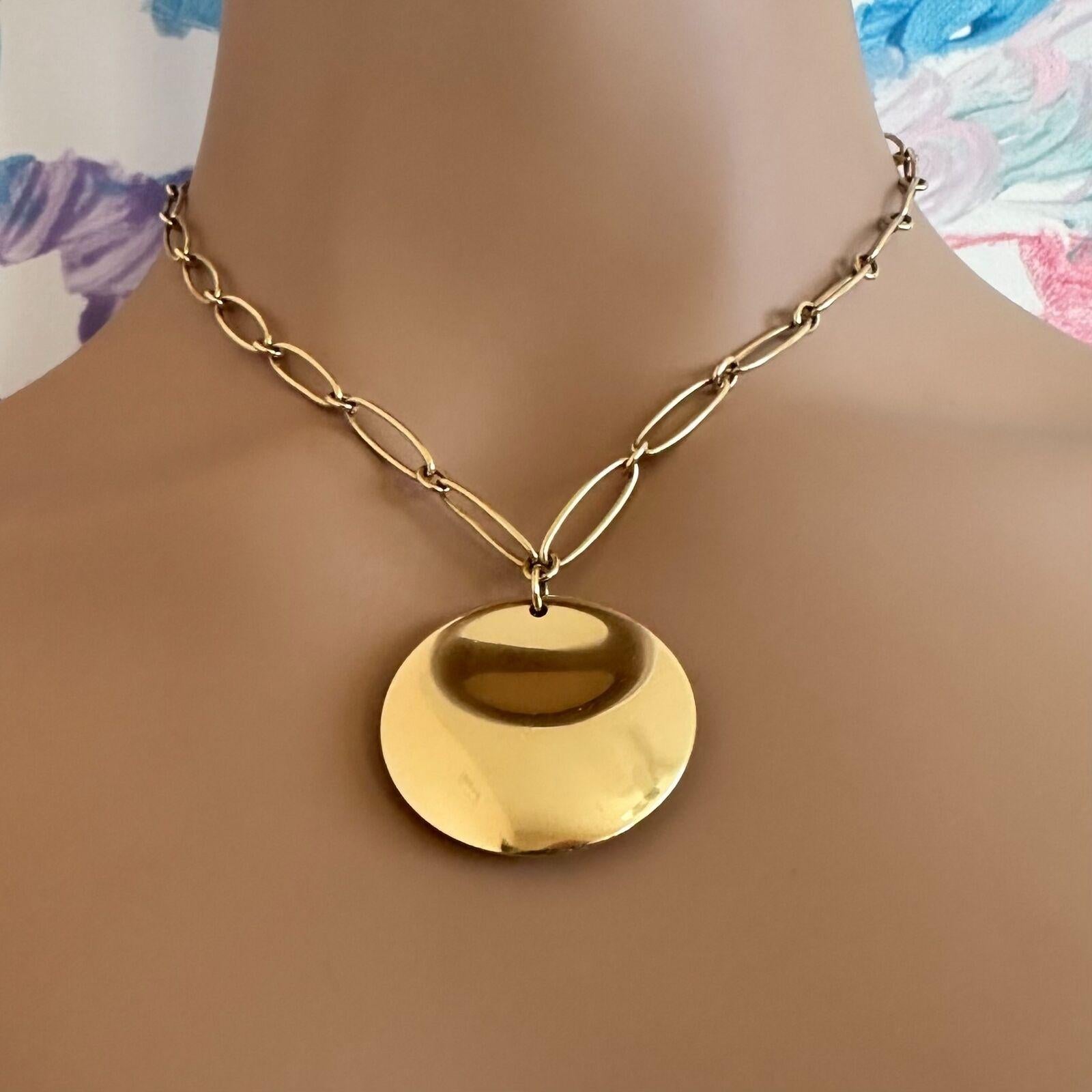 TIFFANY & CO Elsa Peretti 30mm Round Disc Yellow Gold Pendant Necklace For Sale 7