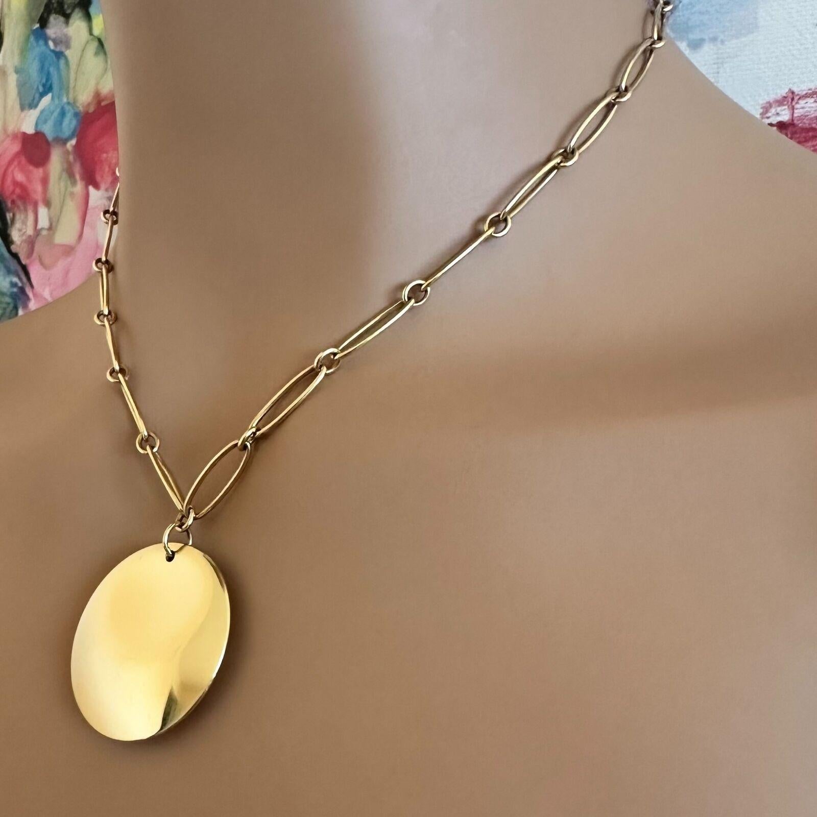 TIFFANY & CO Elsa Peretti 30mm Round Disc Yellow Gold Pendant Necklace For Sale 8