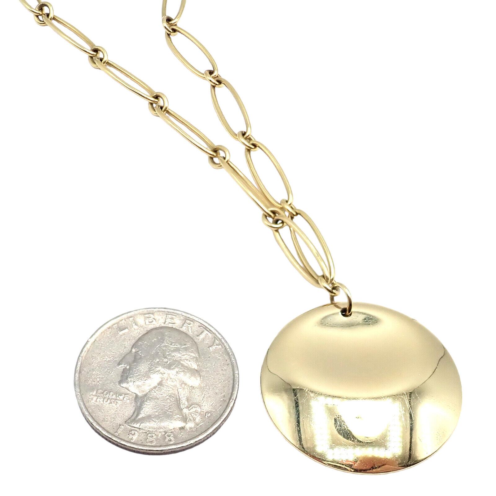 TIFFANY & CO Elsa Peretti 30mm Round Disc Yellow Gold Pendant Necklace For Sale 1